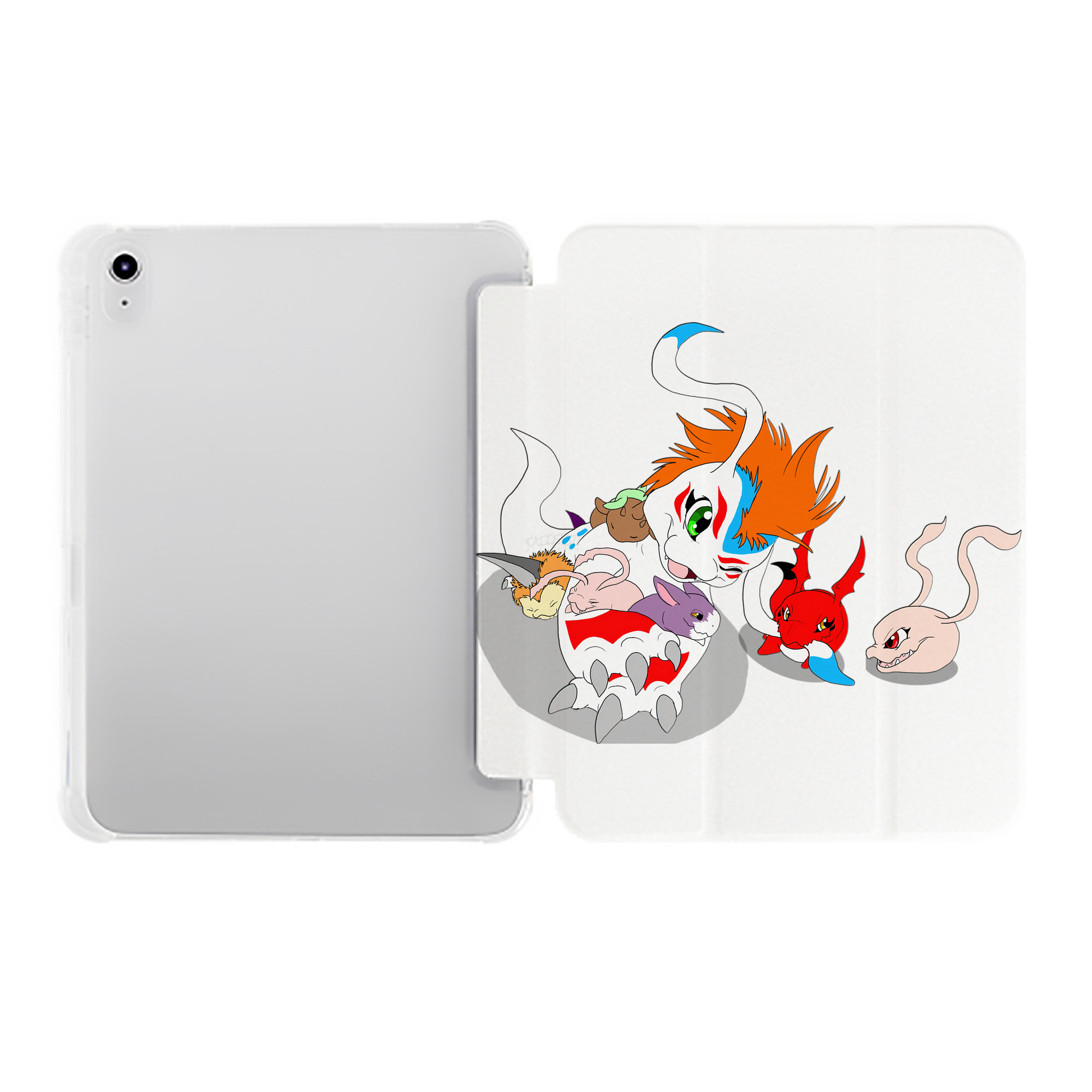 （画像用） Digimon デジタルモンスター/デジモン IPad ケース ペン収納付き 三つ折りスタンド PUレザー×シリコン 対応機種9.5/10.5/10.9インチ